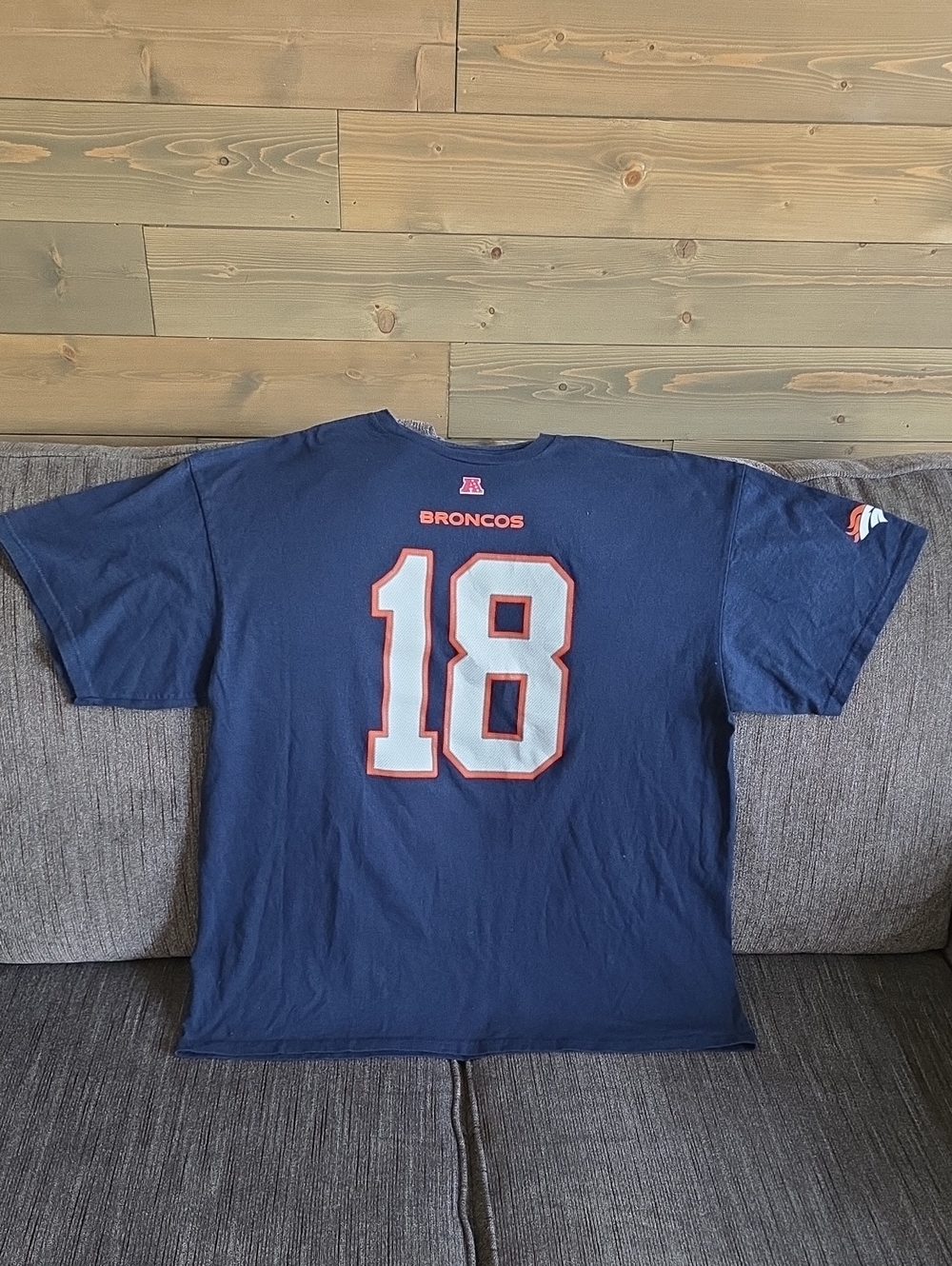 NFL Broncos Navy #18 Short Sleeve Fan Tee